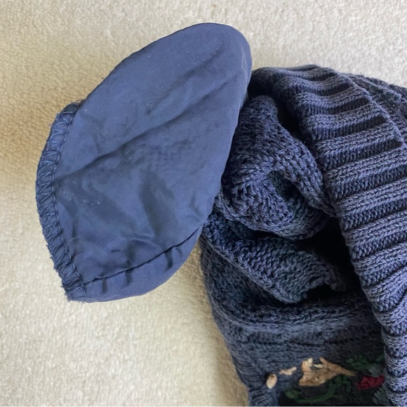 Vintage Christopher & Banks Floral Hand Embroidered Navy Cotton Sweater Ramie M - Picture 7 of 15